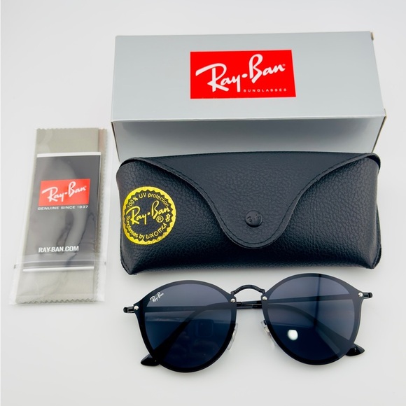 Ray-Ban Blaze Round Sunglasses RB3574N Matte Black Frame Dark Gray Lenses UNISEX - Picture 11 of 11